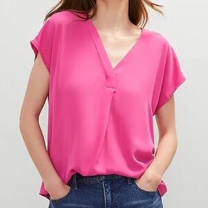 Ann Taylor L orange V-Neck Blouse